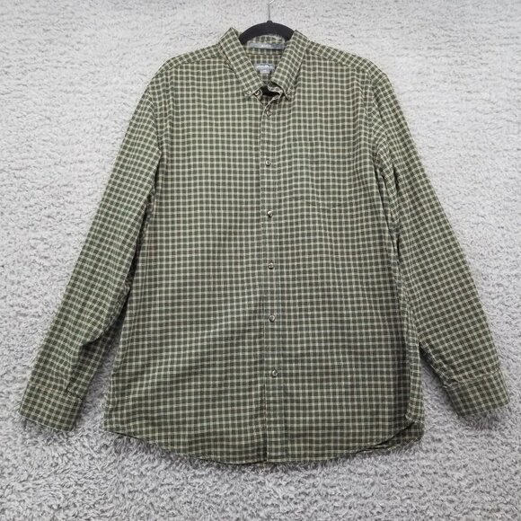 Eddie Bauer Shirt Mens Large Green Plaid Relaxed Fit Long Sleeve Button Down - Picture 1 of 8